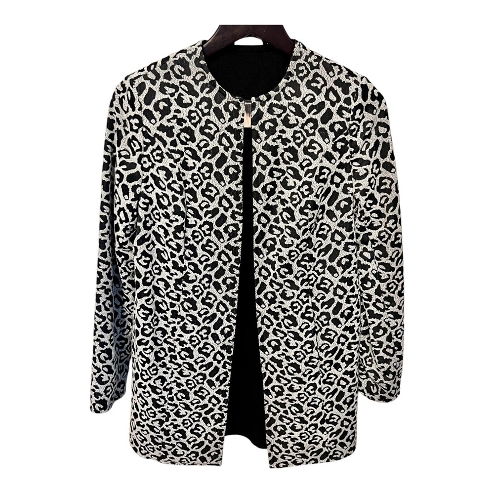 Betsey Johnson Black Snow Leopard Reversible Elegant Wool Blend Coat XS $280